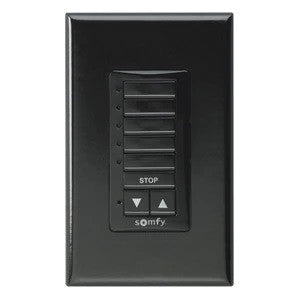 Decoflex wirefree 5 channel RTS wall switch. Color is Black. Complete assembly including face plate.
