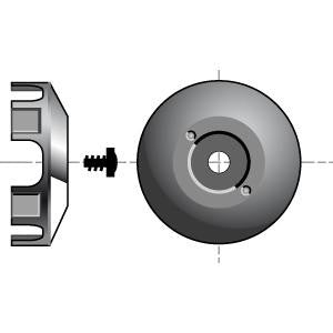 Screws into the motor output shaft to prevent drive from coming off shaft. instructions included. Black composite stop.