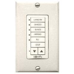 Decoflex wirefree RTS 5 channel wall switch. Color is Ivory. Complete assembly includes face plate