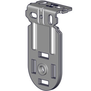 Narrow Skyline bracket zinc finish (2.0" projection). Bracket for Rollease Skyline. Has projection of 2". Either bracket can hold either a clutch or an idle end plug.